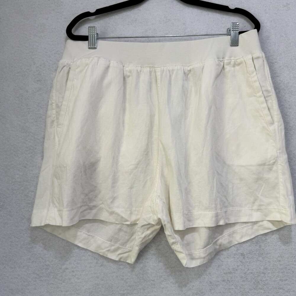 Faherty Shorts Womens Large Linen Blend Elastic Waist Pockets Lightweight Summe